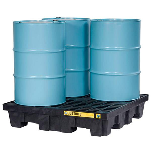 Justrite EcoPolyBlend Spill Control Pallet 4-Drum 73 gal Sump Capacity Black