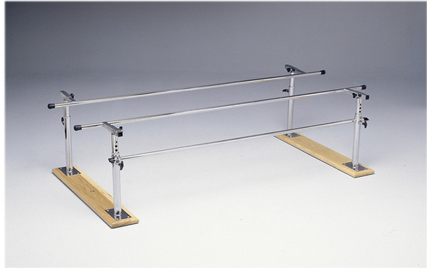 CanDo Parallel Bars, wood base, folding, height and width adjustable, 7' L x 16" - 24" W x 22" - 36" H