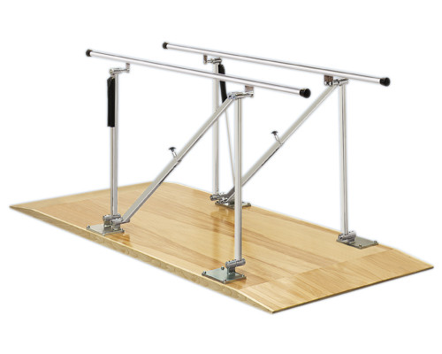 CanDo Parallel Bars, wood platform mounted, height adjustable, 7' L x 22.5" W x 31" - 41" H