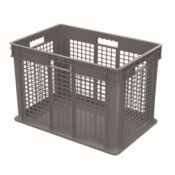 Akro-Mils Straight Wall Container Mesh Sides & Solid Base Gray