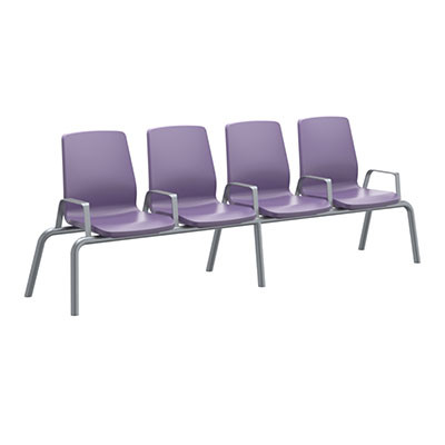 Cortech USA Structured Seating, 4 Seats, Arms/Dividers, Bolt Down, Indigo