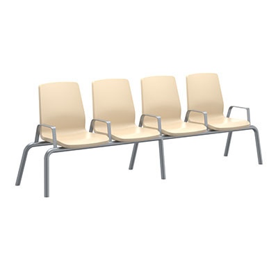 Cortech USA Structured Seating, 4 Seats, Arms/Dividers, Bolt Down, Sand
