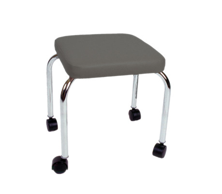CanDo Mobile stool, no back, square top, 18" H, gray upholstery