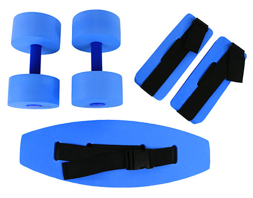 CanDo CanDo deluxe aquatic exercise kit, (jogger belt, ankle cuffs, hand bars), small, blue