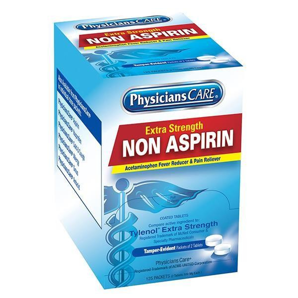Non-Aspirin Acetaminophen Pain Reliever, 2 Pkg/125 Each