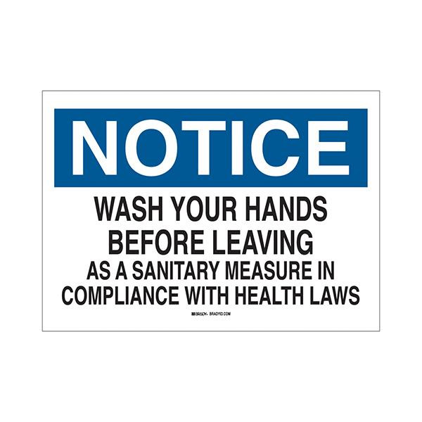 Brady "Notice Wash Hands Before Leaving As A..." Personal Hygiene Signs
