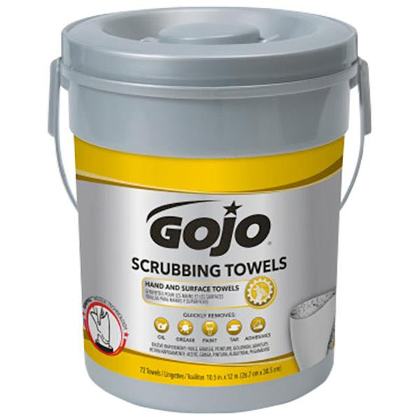 Gojo Heavy-Duty Scrubbing Towels, Gray, 6 Containers/72 Each