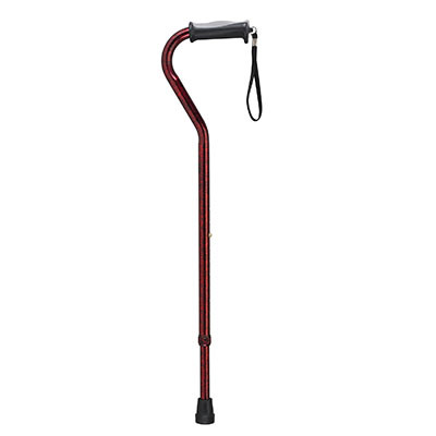 Drive Drive, Adjustable Height Offset Handle Cane with Gel Hand Grip, Red Crackle