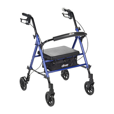 Drive Adjustable Height Rollator, 6" Casters, Blue