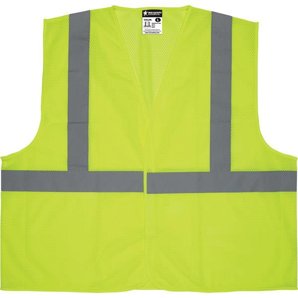 MCR Safety Luminator Class 2 Hook-&-Loop Mesh Vest X-Large Lime