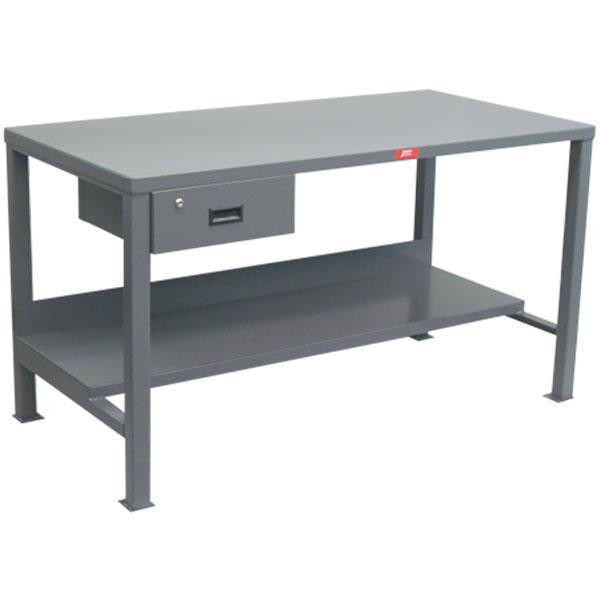 Jamco Heavy-Duty Fixed Workbench w Drawer - Gray