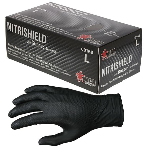 MCR Safety NitriShield Grippaz Disposable Nitrile Gloves, Powder-Free, 6 mil