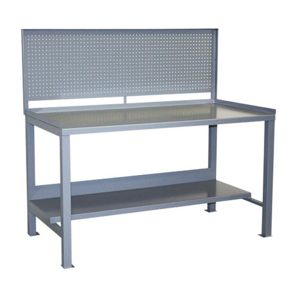 Jamco Heavy-Duty Fixed Workbench w Pegboard - Gray