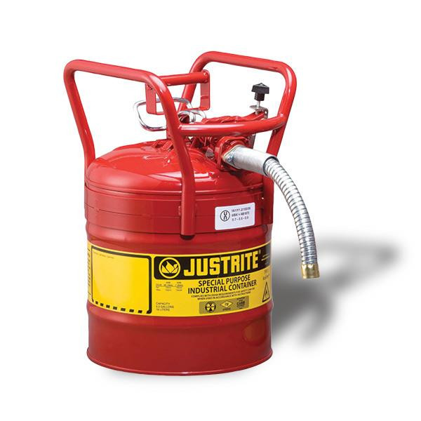 Justrite Type II DOT Safety Can w Hose 5 gal - Red