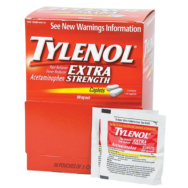 Tylenol Extra Strength Caplets, 2 Pack/50 Each