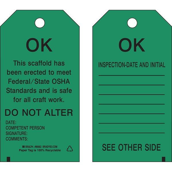 Brady Standard Scaffold Status Tags - Green