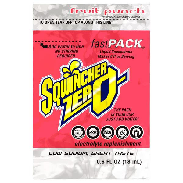 Sqwincher FastPack Zero Single Serve Fruit Punch Drink Mix Packs