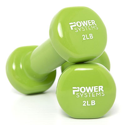 Power Systems Deluxe Vinyl Coated Dumbbell, Lime, Pair, 2 lb