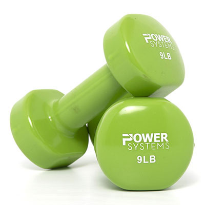 Power Systems Deluxe Vinyl Coated Dumbbell, Lime, Pair, 9 lb