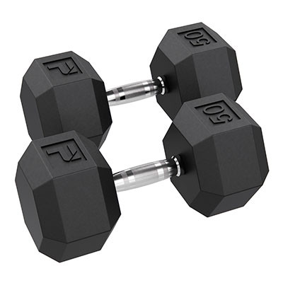 Power Systems Rubber Hex Dumbbell, 50 lb., Pair