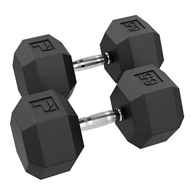 Power Systems Rubber Hex Dumbbell, 65 lb., Pair