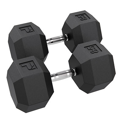 Power Systems Rubber Hex Dumbbell, 85 lb., Pair
