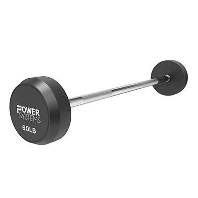 Power Systems Power Systems, Straight Handle Pro Style Rubber Fixed Barbell, 60 lb.