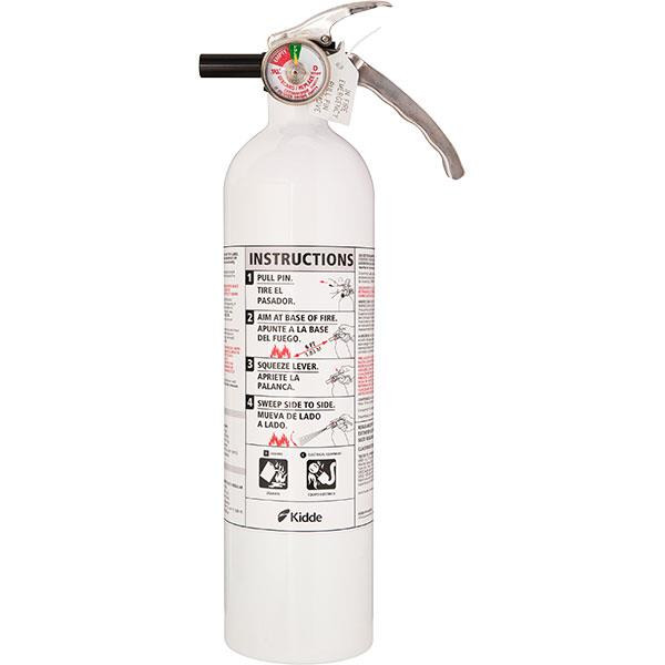 Kidde 2.5 lb BC Mariner Extinguisher MAR10 w Metal Valve & Plastic Strap Bracket (Disposable)