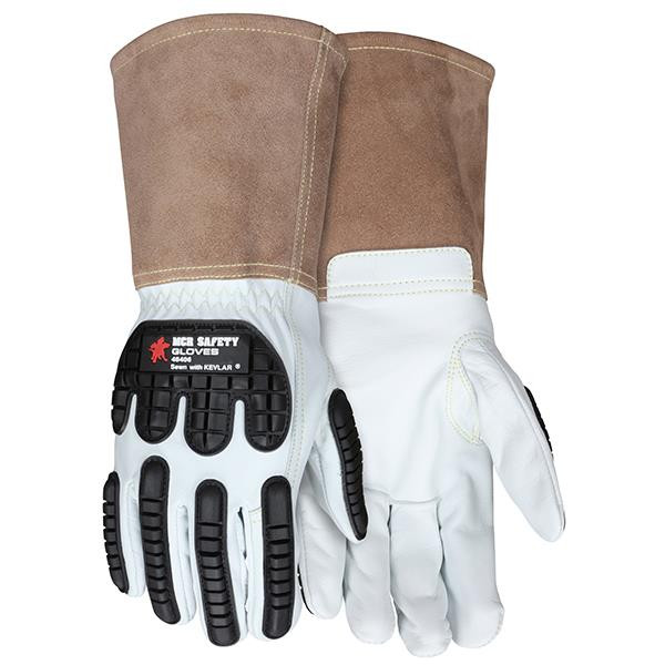 MCR Safety Top Grain Goatskin Thinsulate Lined Welding Gloves X-Large White Black Brown