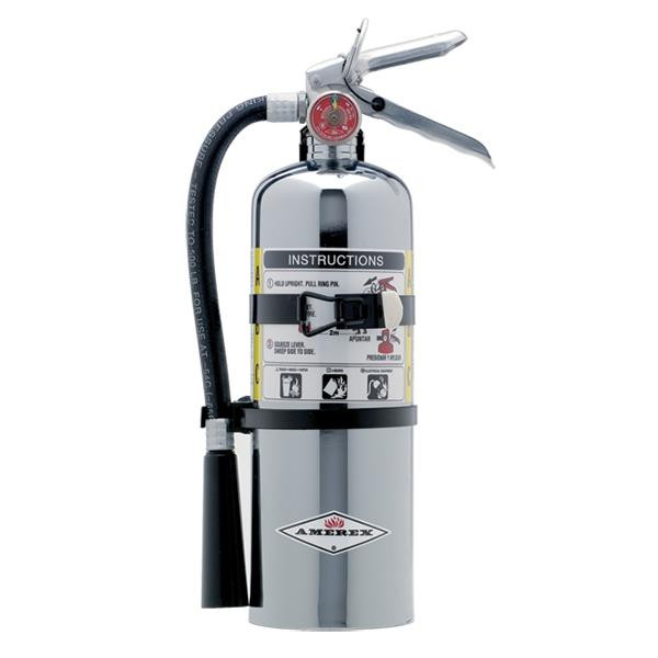 Amerex 5 lb ABC Chrome Fire Extinguisher w Vehicle Marine Bracket