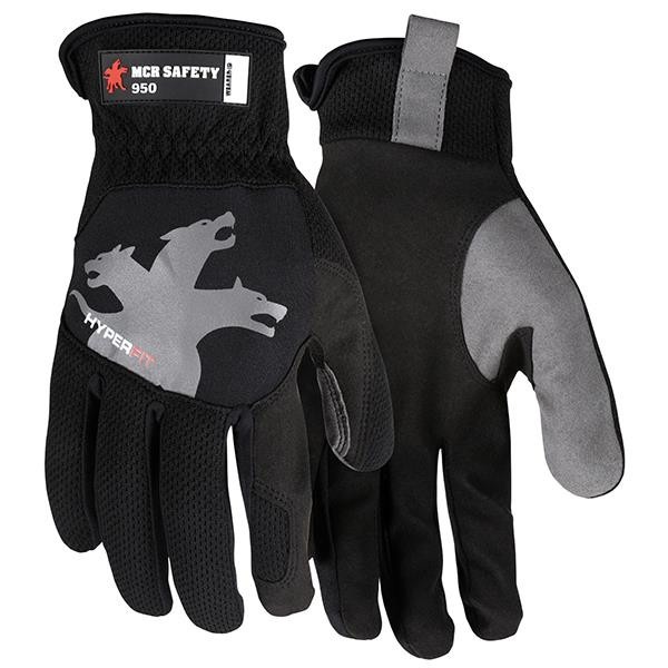 MCR Safety HyperFit Mechanics Gloves Small Black