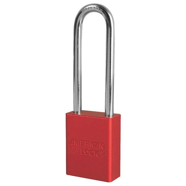 American Lock 1100 Series Anodized Aluminum Safety Padlock 3" Shackle Red