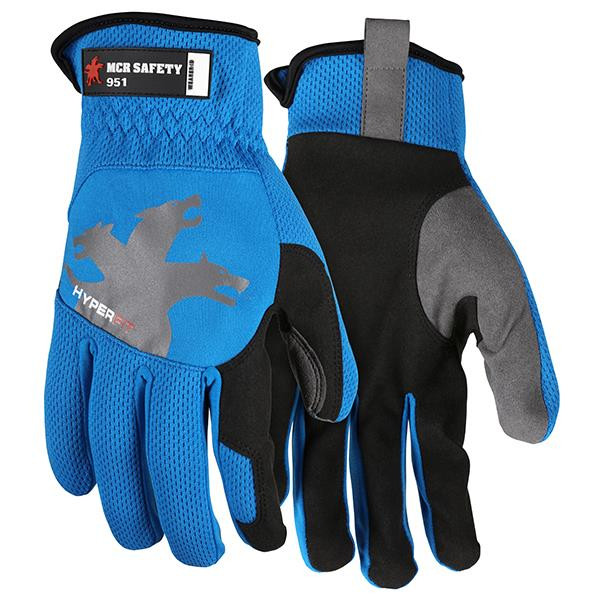 MCR Safety HyperFit Mechanics Gloves Large Blue