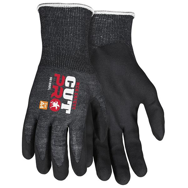 MCR Safety Cut Pro Nitrile Foam Palm Coated Gloves w Hypermax Shell Large Black