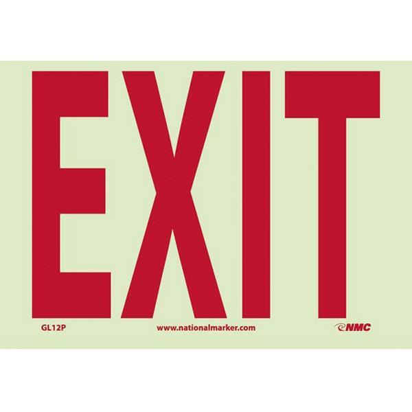 NMC Exit Sign (6-hr Glow) Polyester 7" x 10"