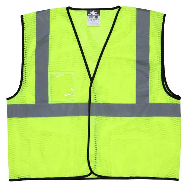 MCR Safety Luminator Class 2 Economy Solid Mesh Vest 3X-Large Lime