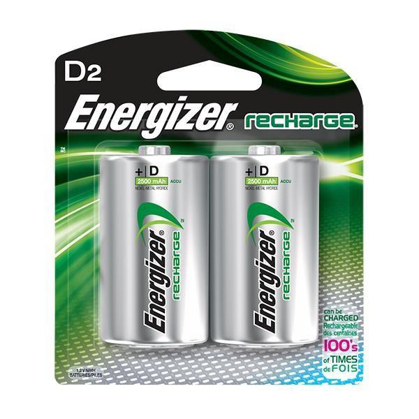 Energizer Recharge D Batteries 2500 mAh