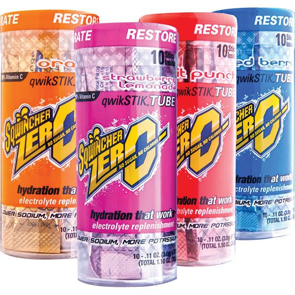 Sqwincher Qwik Stik Zero Single Serve Assorted (Fruit Punch Orange Mixed Berry Drink Mix Packs