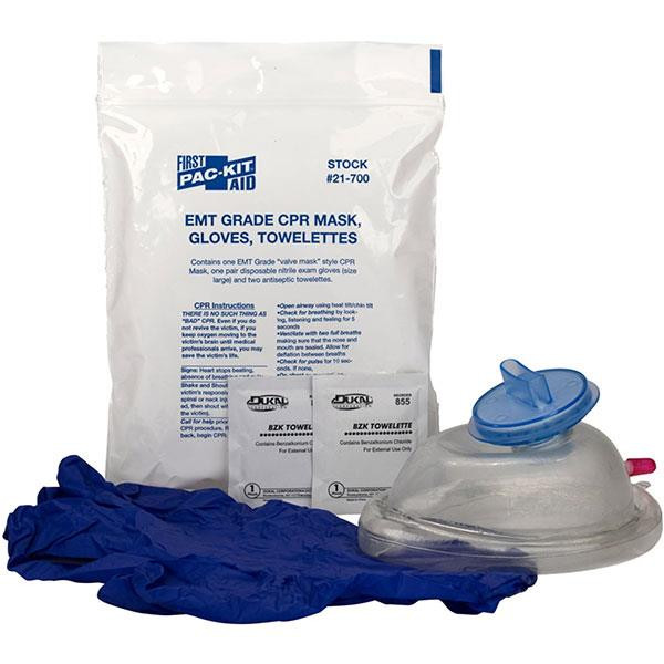 CPR Mask 2 Exam Gloves & 2 Wipes