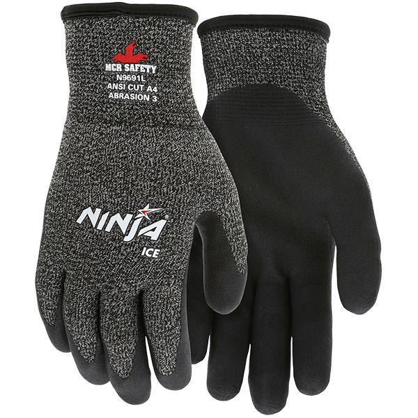 MCR Safety Ninja Ice Insulated Cut Resistant Work Gloves 2X-Large Black