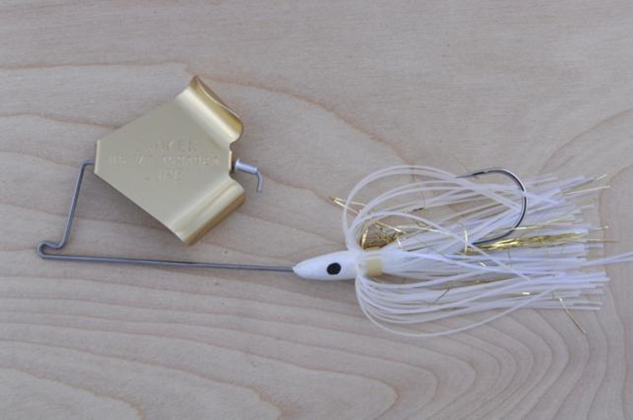 Lunker Lure Flash Color Buzzbait - 3/8 oz. White/Gold Flash/Gold Blade