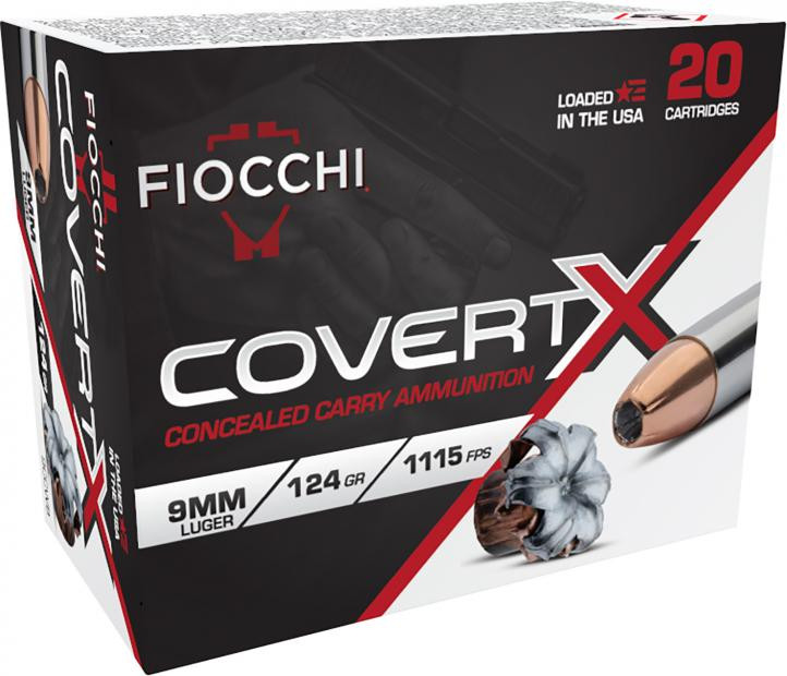 Fiocchi Covert X 9mm 124 Grain JHP 9CCWB, 20 Rounds