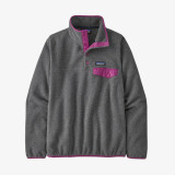 Patagonia Women's Lightweight Synchilla Snap-T Fleece Pullover-Nickel w/Amaranth Pink