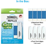 Thermacell Max Life Mosquito Repellent 48-Hour Refill; Includes 4 Fuel Cartridges & 4 Long Lasting Mats; Compatible With All Fuel-Powered Thermacell Repellers; No Mess, No Smell, DEET-Free