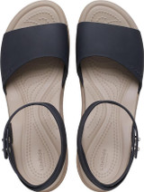 Crocs Women's Brooklyn Ankle Strap Wedge Platform Sandals - Black/Mushroom