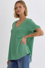 Entro V-Neck Ribbed Top