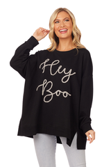 Mud Pie Black Hey Boo Sparkle Sweatshirt