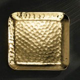 India Handicrafts Gold Hammered Tray - Small