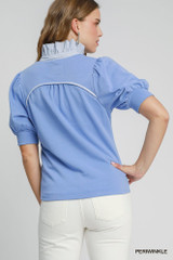 Umgee High Neck Top with Half Sleeves - Periwinkle Umgee High Neck Top with Half Sleeves - Periwinkle