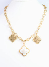 Caroline Hill Jasmine Clover Necklace Worn Gold Caroline Hill Jasmine Clover Necklace Worn Gold